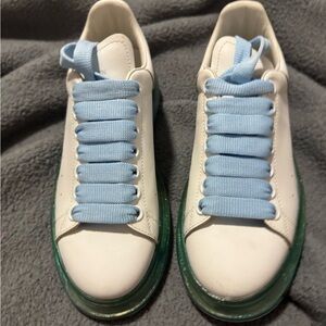 Alexander McQueen White and Blue Sneakers